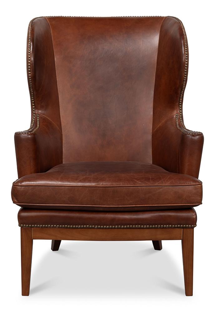 Sarreid Ltd - Smithfield Wing Chair, Newark Brown - 54264 veiw 2