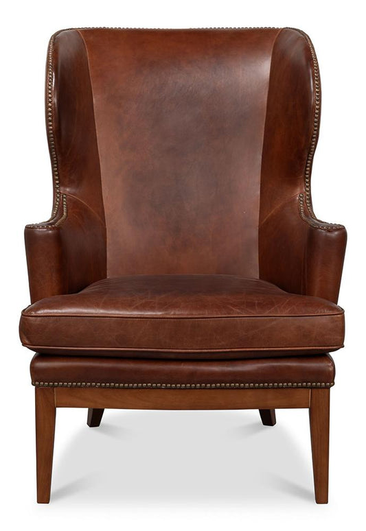 Sarreid Ltd - Smithfield Wing Chair, Newark Brown - 54264 veiw 2