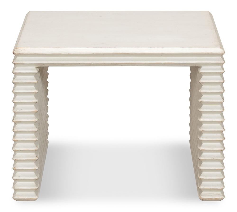 Sarreid Ltd - Stacked Stool, Antique White - 53620-3 veiw 2
