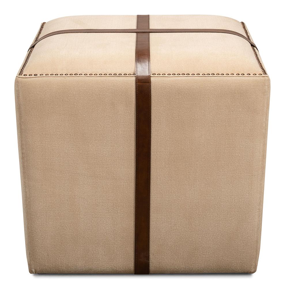 Sarreid Ltd - Strap Canvas & Leather Stool - Beige - 29371 veiw 2