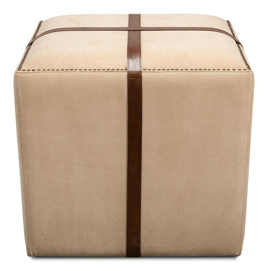 Sarreid Ltd - Strap Canvas & Leather Stool - Beige - 29371 veiw 2