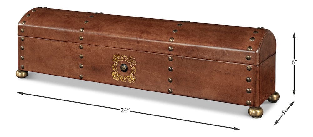 Sarreid Ltd - Telescope Leather Box W/Tacks in Brown - 11446 view 14