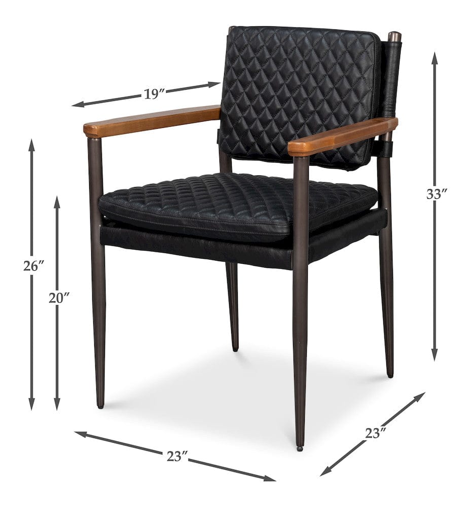 Sarreid Ltd - The Harley Chair, Onyx Black Leather in Black - 30621-OB view 13