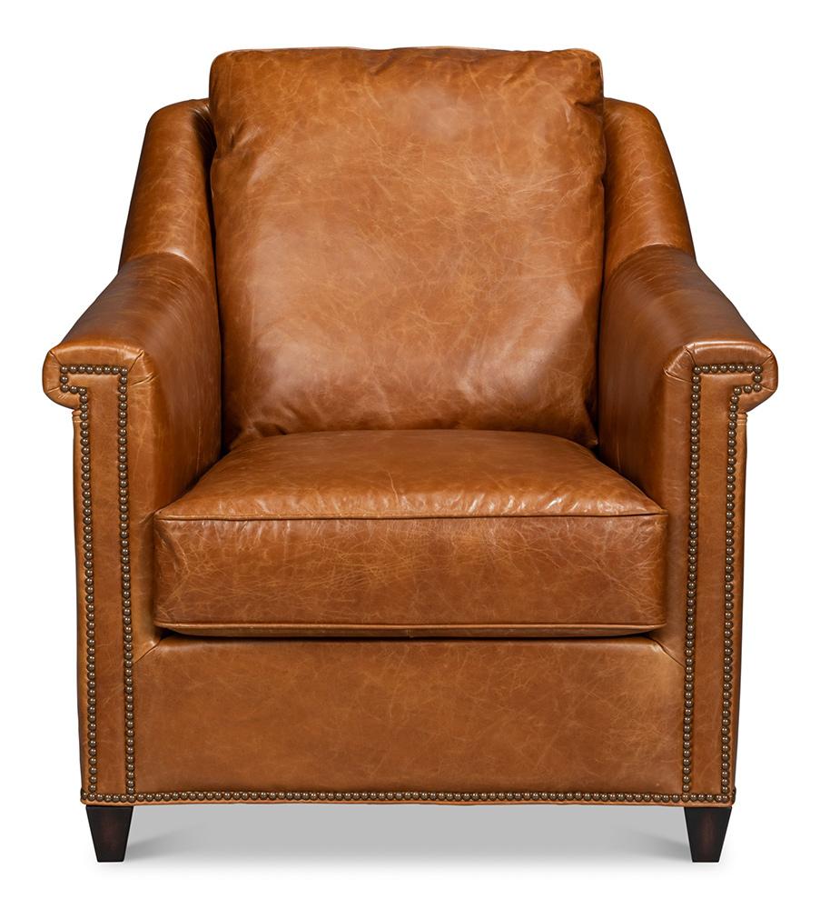 Sarreid Ltd - Vandike Arm Chair, Cuba Brown - 54186 veiw 2