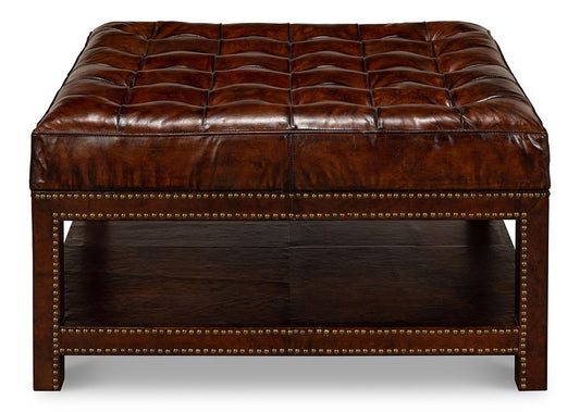 Sarreid Ltd - Vintage Tufted Ottoman - 53165 veiw 2