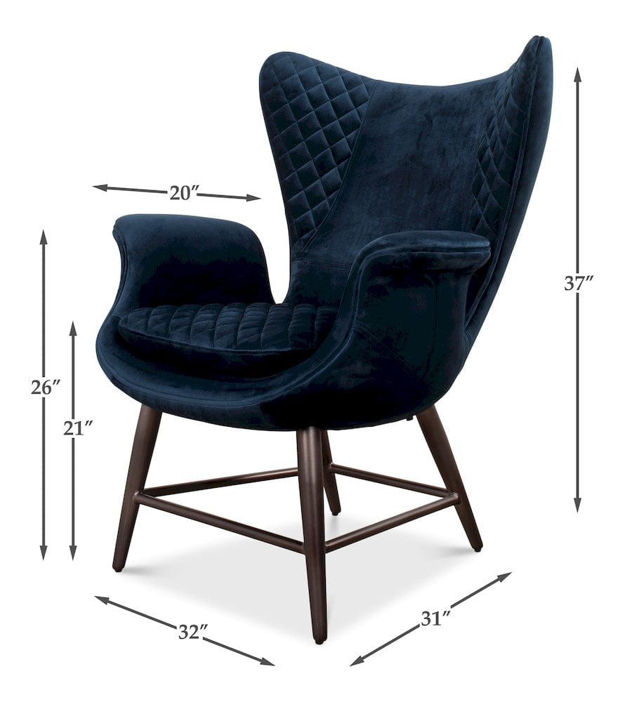 Sarreid Ltd - Wings Chair, Blue in Blue - 30027 view 13