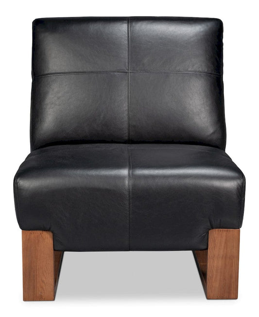 Sarreid Ltd - Wylam Leather Chair Onyx Black in Black - 54265-OB view 2