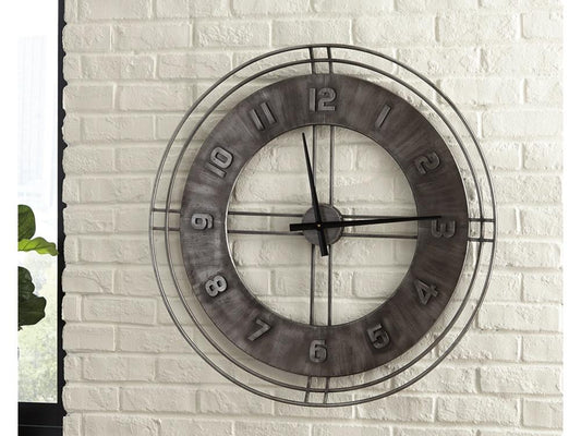 Signature Design by Ashley - Ana Sofia Wall Clock in Antique Gray - A8010068 veiw 2