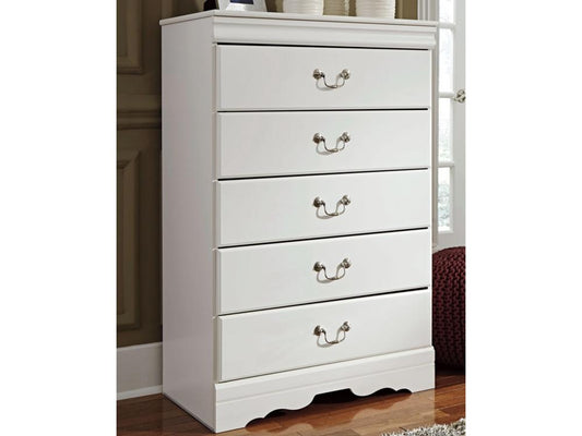 Signature Design by Ashley - Anarasia Five Drawer Chest in White - B129-46 veiw 2