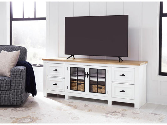 Signature Design by Ashley - Ashbryn Extra Large Tv Stand in White/Natural - W844-68 veiw 2