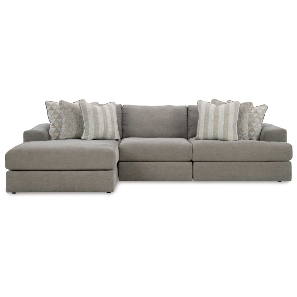 Signature Design by Ashley - Avaliyah Fabric 3 Piece Sectional - Left Chaise in Ash veiw 1