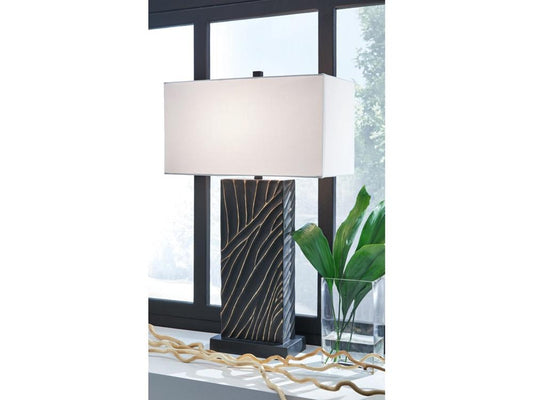 Signature Design by Ashley - Bartlen Poly Table Lamp in Black/Gold Finish - L235774 veiw 2
