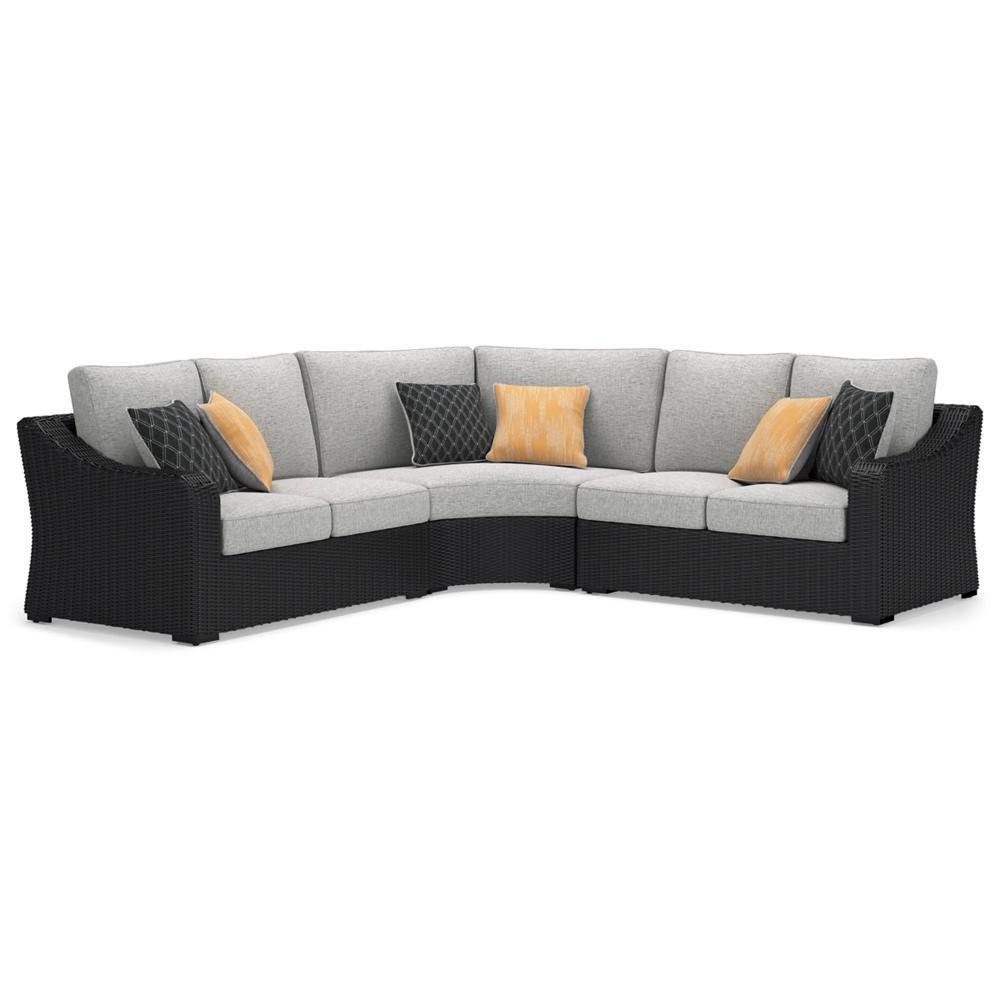 Signature Design by Ashley - Beachcroft 3-Piece Outdoor Sectional in Black/Light Gray veiw 1