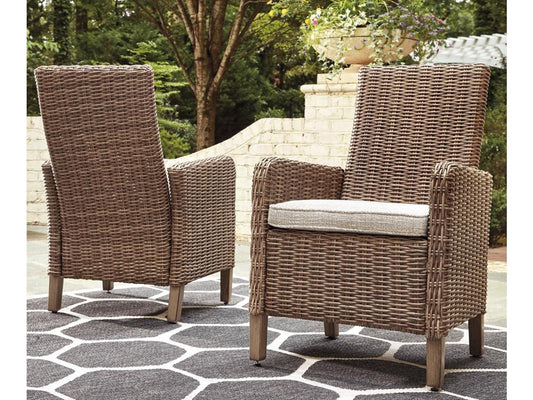 Signature Design by Ashley - Beachcroft Outdoor Arm Chair With Cushion (Set of 2) in Beige - P791-601A veiw 2