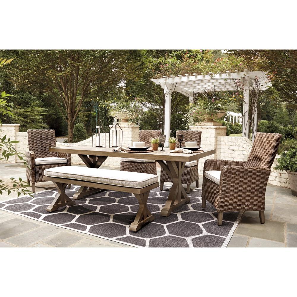 Signature Design by Ashley - Beachcroft Outdoor Dining Table With 4 Chairs & Bench in Beige veiw 1