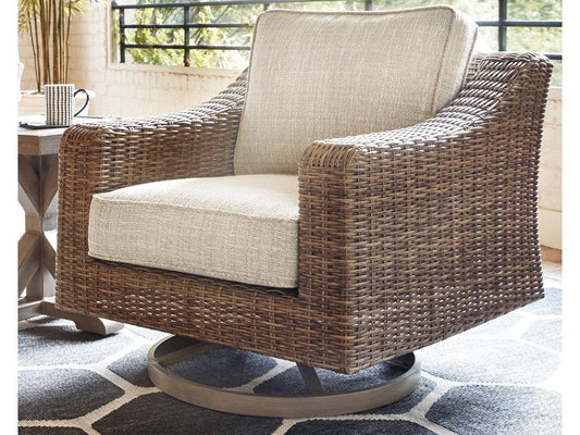 Signature Design by Ashley - Beachcroft Outdoor Swivel Lounge Chair in Beige - P791-821 veiw 2