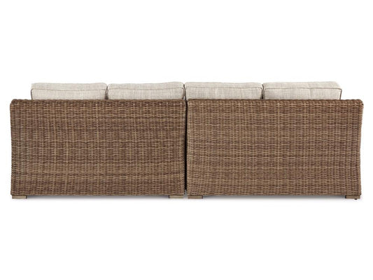 Signature Design by Ashley - Beachcroft Raf/Laf Outdoor Loveseat W/Cush (Set of 2) in Beige - P791-854 veiw 2