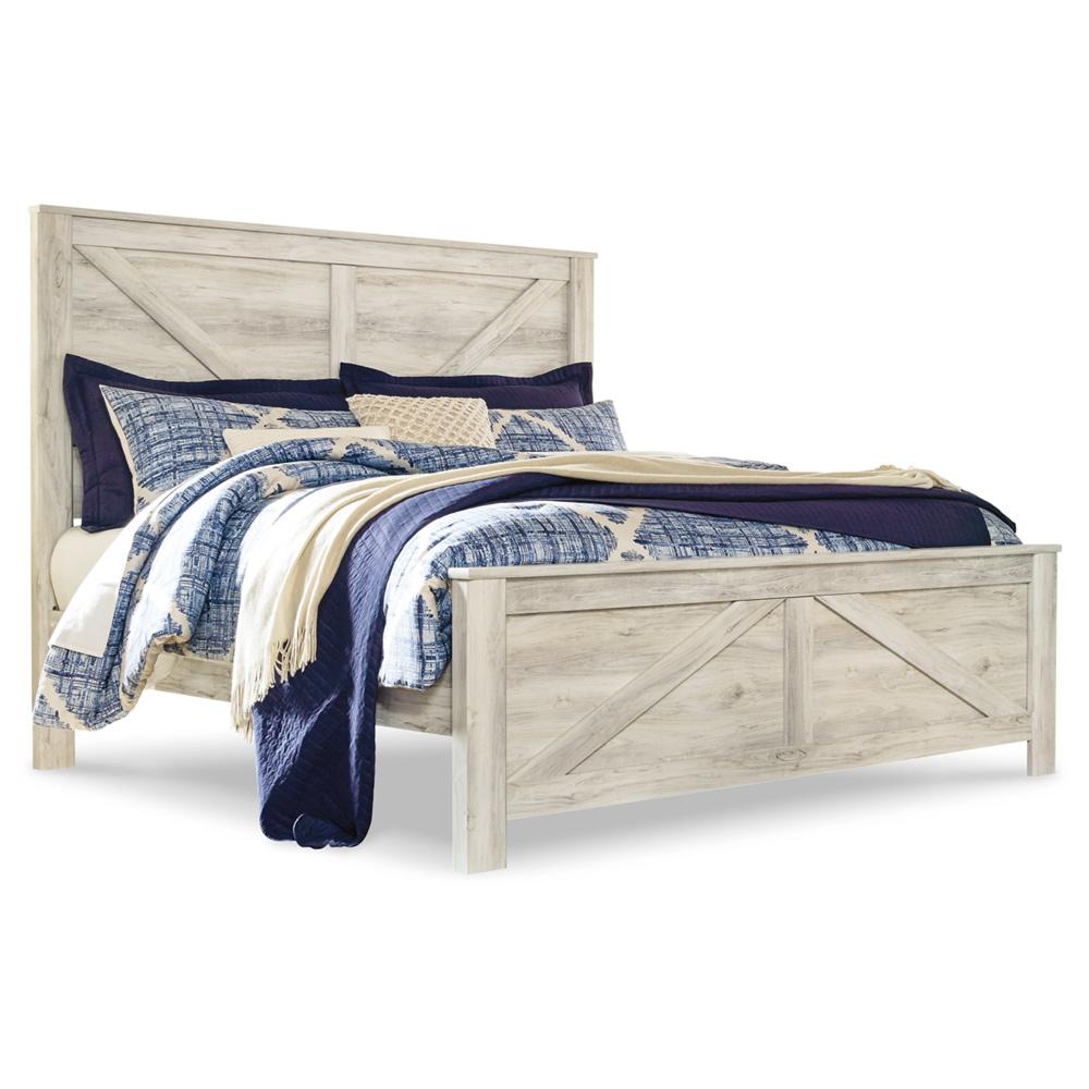 Signature Design by Ashley - Bellaby King Crossbuck Panel Bed in Whitewash veiw 1