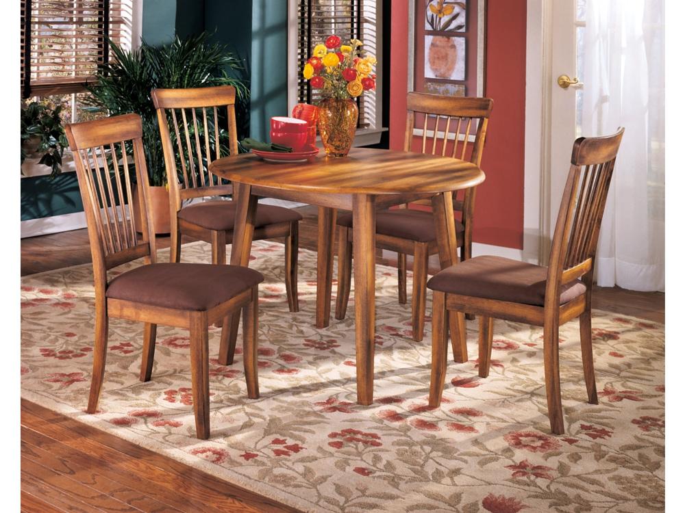 Signature Design by Ashley - Berringer Round DRM Drop Leaf Table in Rustic Brown - D199-15 veiw 3