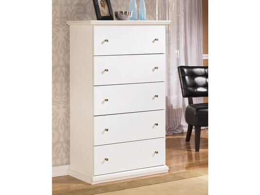 Signature Design by Ashley - Bostwick Shoals Five Drawer Chest in White - B139-46 veiw 2