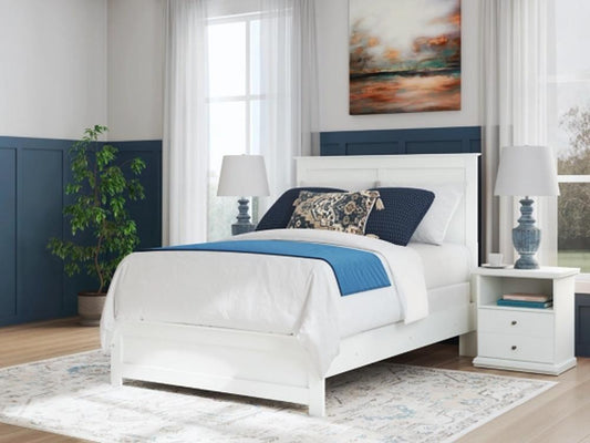 Signature Design by Ashley - Bostwick Shoals Full Panel Bed, White veiw 2