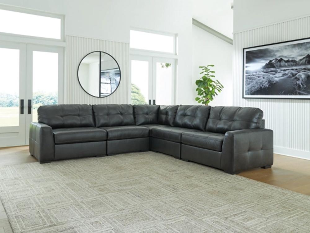 Signature Design by Ashley - Brindley Pier Fabric 5 Piece Sectional in Fog veiw 2
