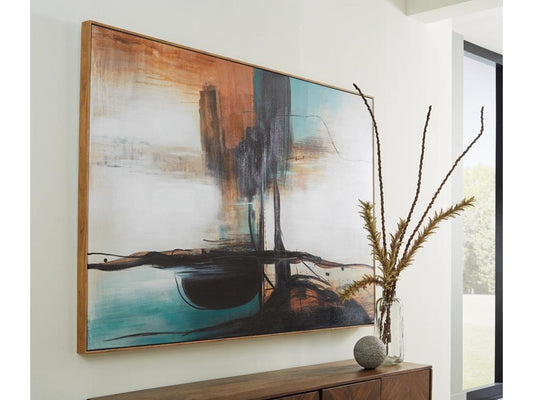 Signature Design by Ashley - Brunonia Wall Art in Teal/Orange/Black - A8000337 veiw 2
