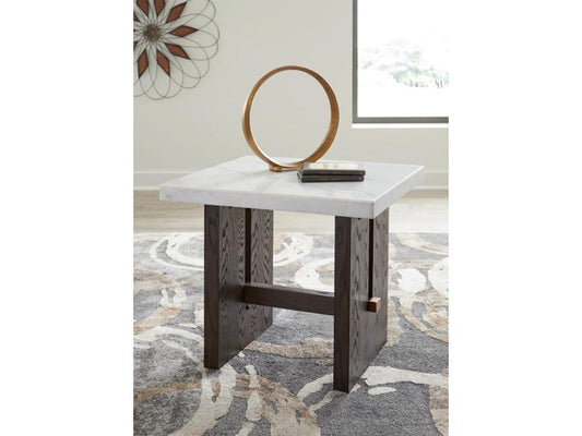 Signature Design by Ashley - Burkhaus Rectangular End Table in White/Dark Brown - T779-3 veiw 2