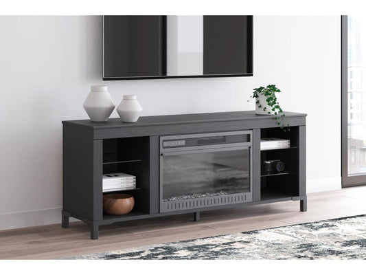 Signature Design by Ashley - Cayberry Tv Stand With Fireplace in Black - W2721-168 veiw 2