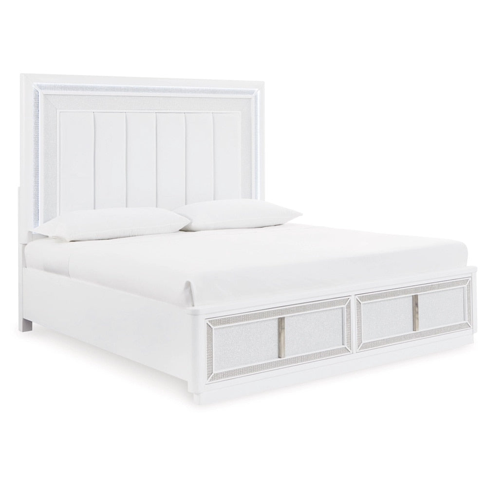 Signature Design by Ashley - Chalanna California King Upholstered Storage Bed in White veiw 1