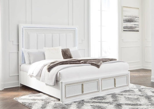 Signature Design by Ashley - Chalanna Queen Upholstered Storage Bed in White veiw 2