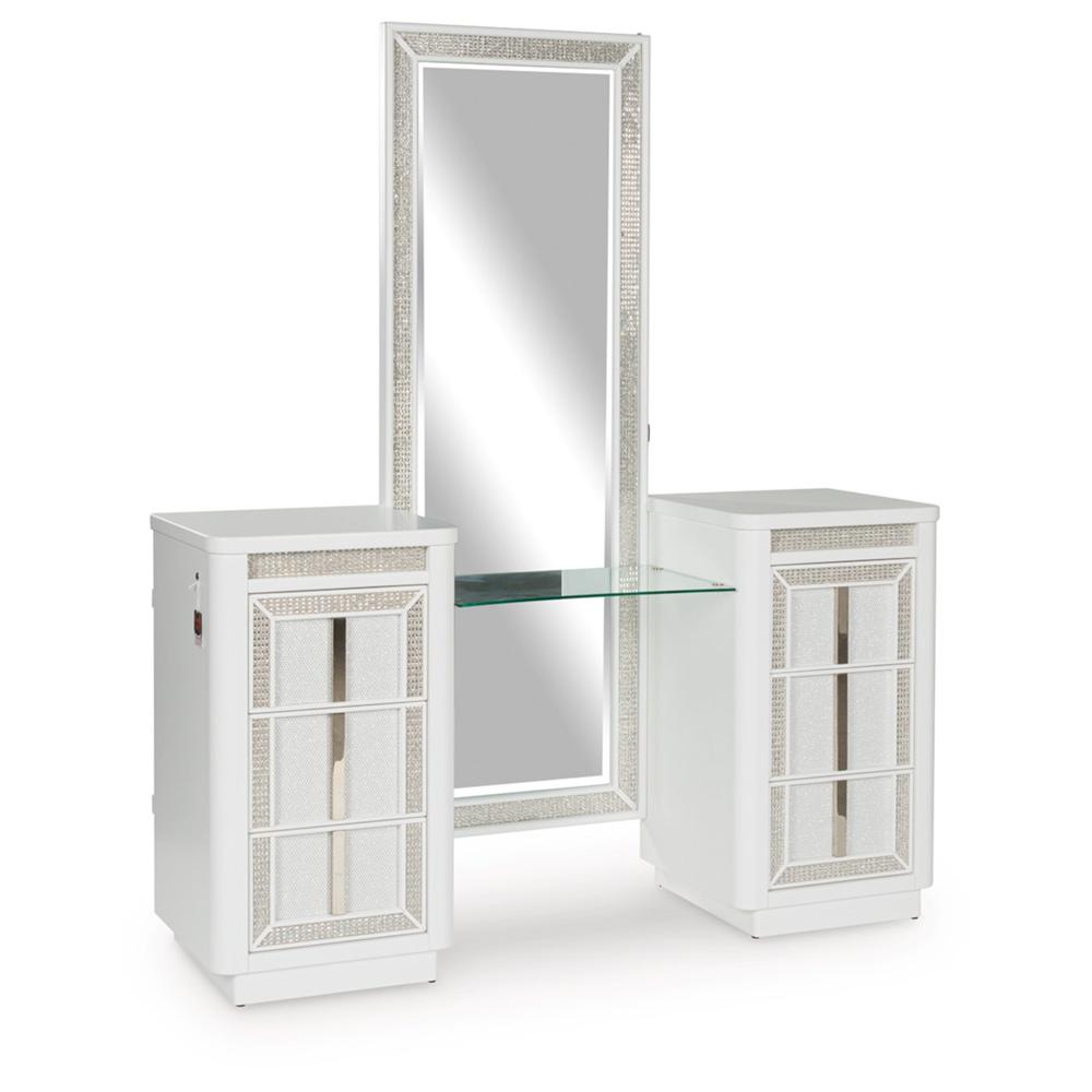 Signature Design by Ashley - Chalanna Vanity with Mirror in White veiw 1