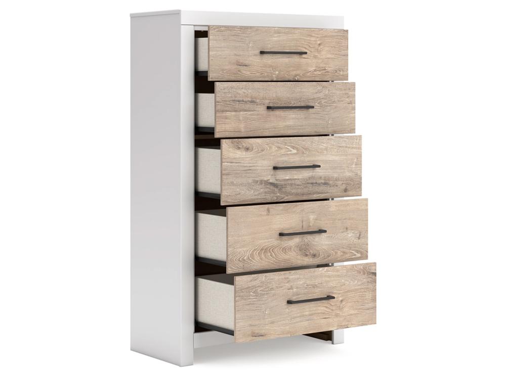 Signature Design by Ashley - Charbitt Five Drawer Chest in Two-Tone - B2035-46 veiw 4