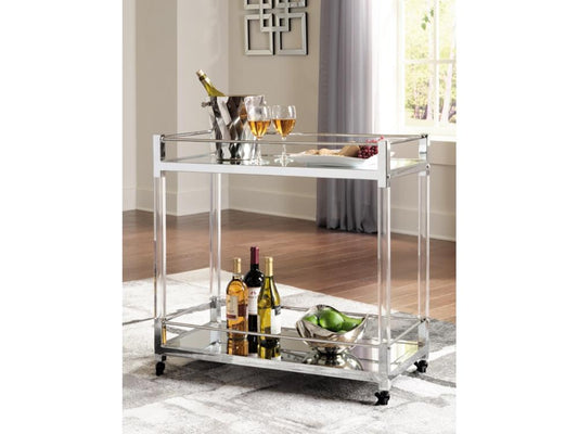 Signature Design by Ashley - Chaseton Bar Cart in Clear/Silver Finish - A4000501 veiw 2