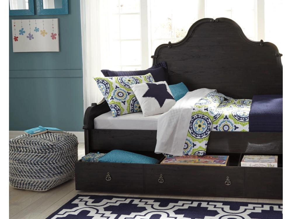 Signature Design by Ashley - Chevron Pouf in Blue - A1000445 veiw 4