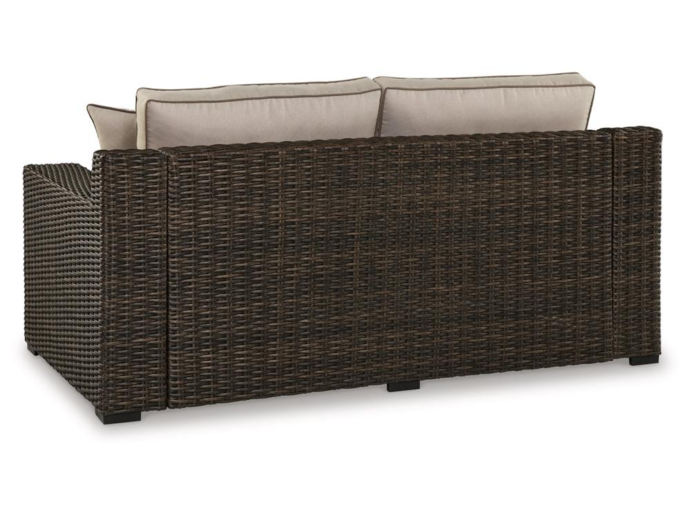 Signature Design by Ashley - Coastline Bay Outdoor Loveseat W/Cushion in Brown - P784-835 veiw 3