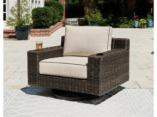 Signature Design by Ashley - Coastline Bay Outdoor Swivel Lounge W/Cushion in Brown - P784-821 veiw 2