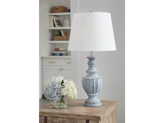 Signature Design by Ashley - Cylerick Terracotta Table Lamp in Antique Blue - L235714 veiw 2