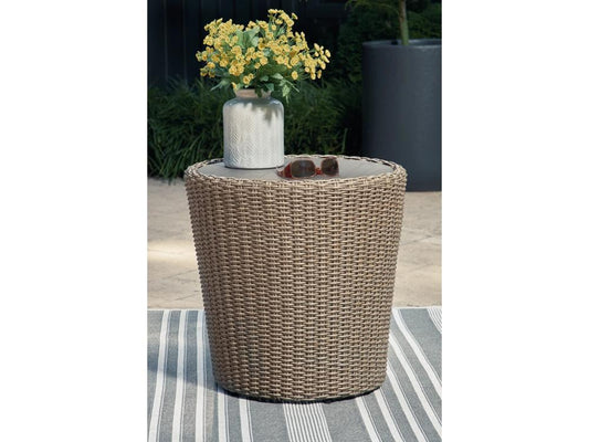 Signature Design by Ashley - Danson Outdoor Round End Table in Beige - P505-706 veiw 2