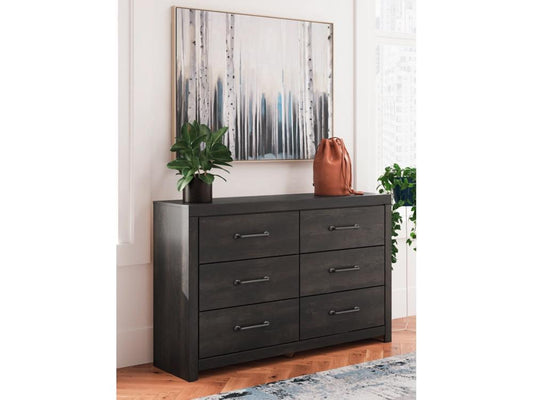 Signature Design by Ashley - Delmorta Six Drawer Dresser in Dark Gray - B2108-31 veiw 2