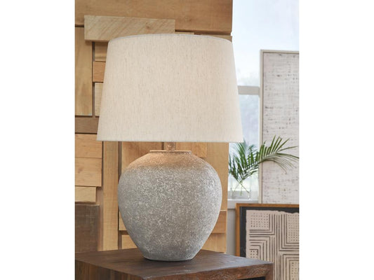 Signature Design by Ashley - Dreward Paper Table Lamp in Distressed Gray - L235694 veiw 2
