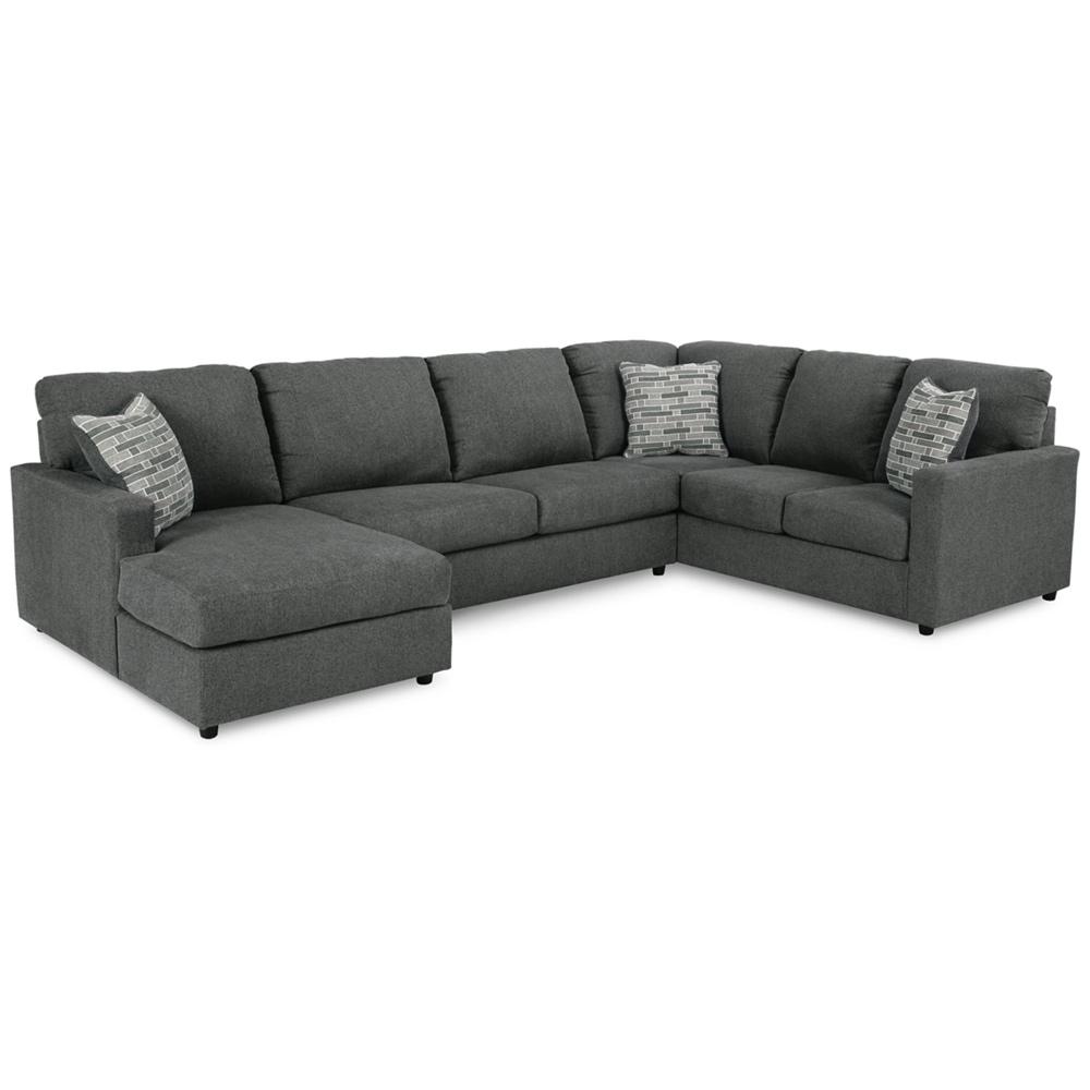 Signature Design by Ashley - Edenfield Fabric 3 Piece Sectional - Left Chaise in Charcoal veiw 1