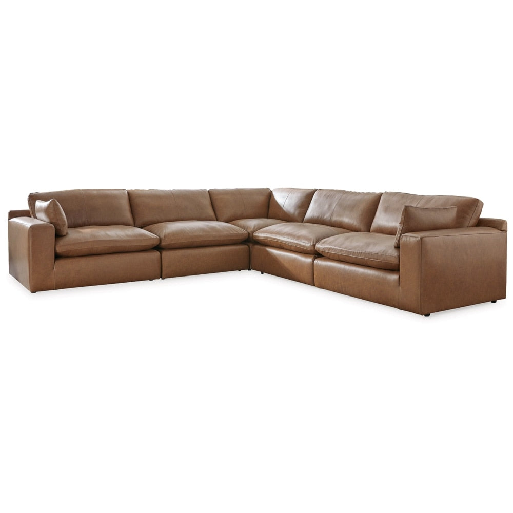 Signature Design by Ashley - Emilia Leather 5 Piece Sectional in Caramel veiw 1