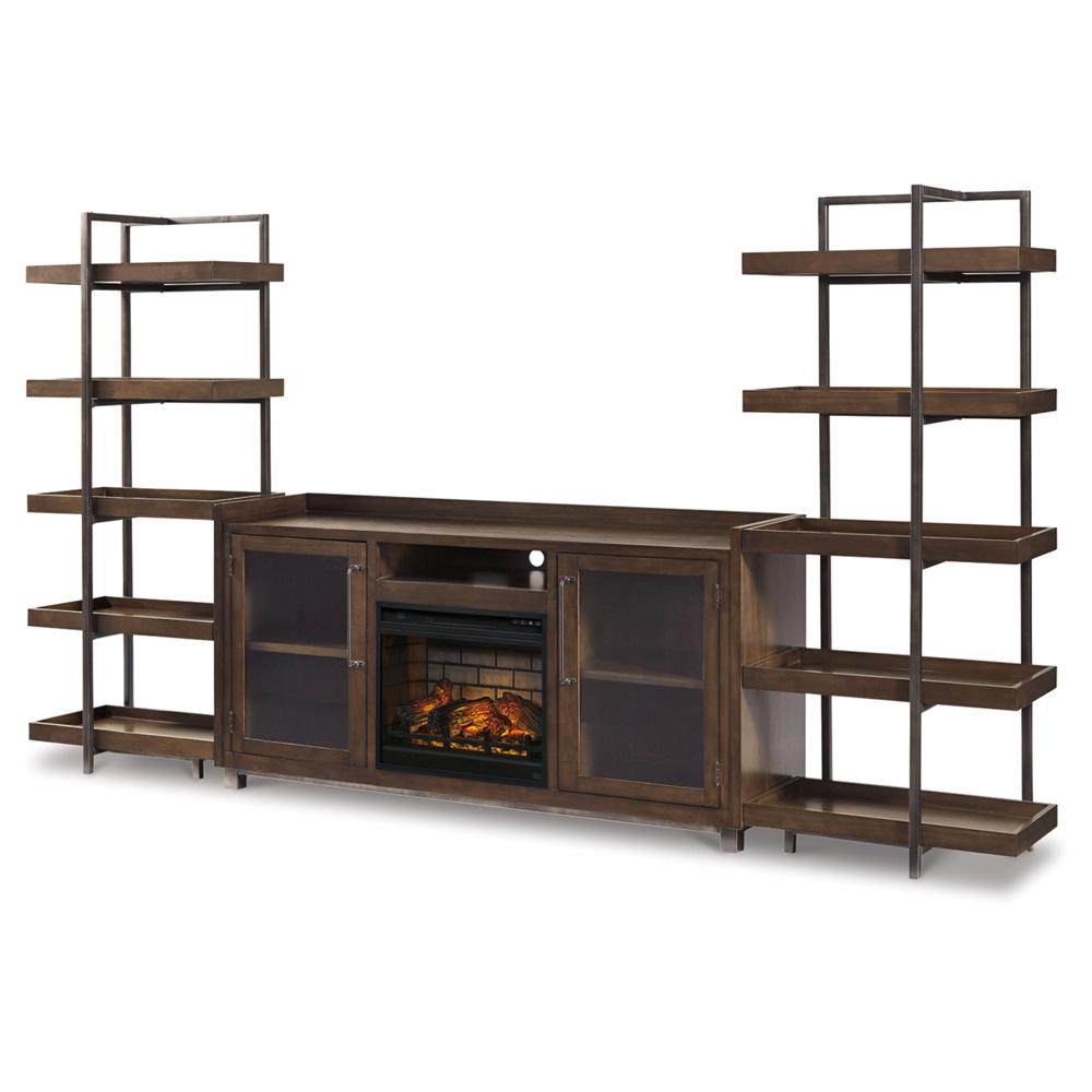 Signature Design by Ashley - Entertainment Accessories 3-Piece Wall Unit With Electric Fireplace in Black veiw 1