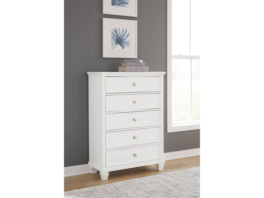 Signature Design by Ashley - Fortman Five Drawer Chest in White - B680-46 veiw 2
