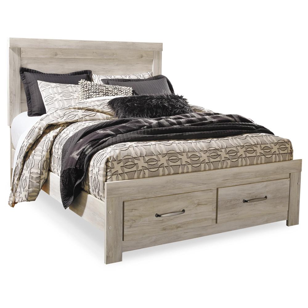 Signature Design by Ashley - Frames and Rails Queen Platform Bed with 2 Storage Drawers in Whitewash veiw 1