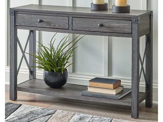 Signature Design by Ashley - Freedan Console Sofa Table in Grayish Brown - T175-4 veiw 2