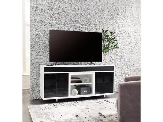Signature Design by Ashley - Gardoni Xl Tv Stand W/Fireplace Option in White/Black - W756-68 veiw 2