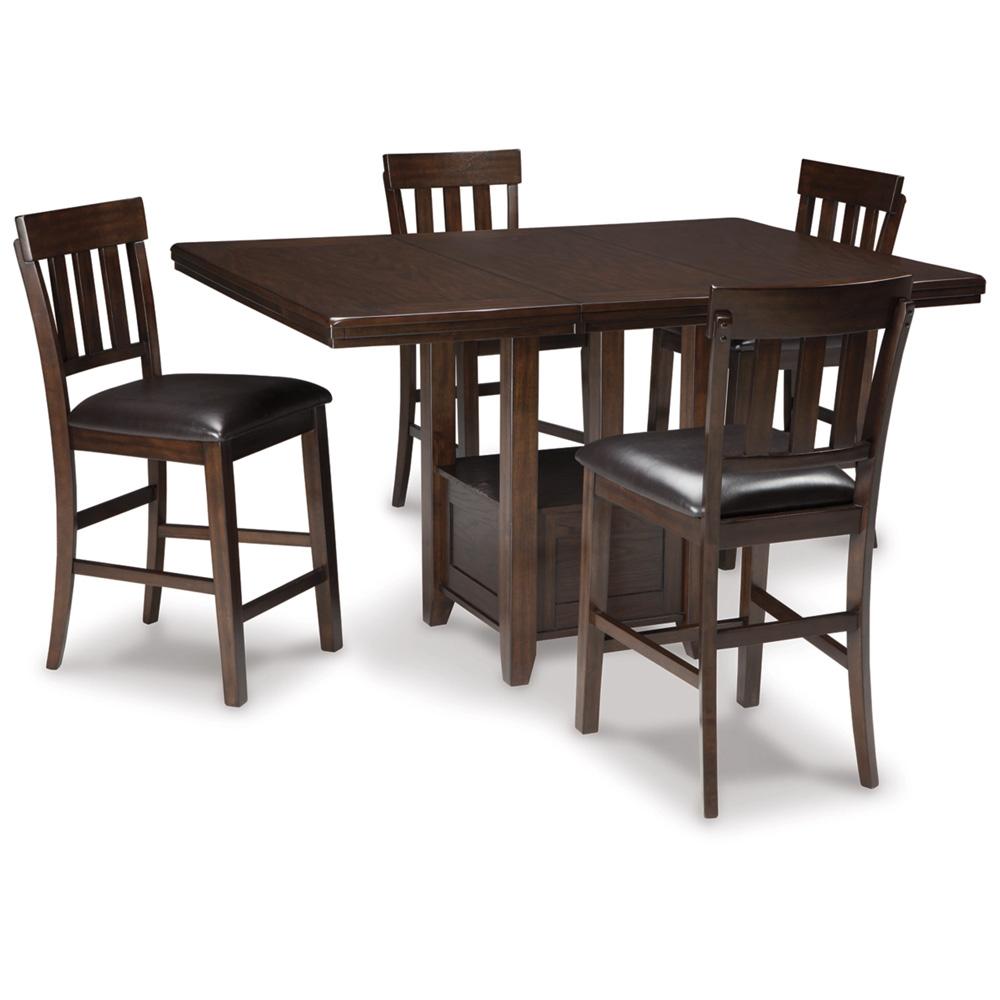 Signature Design by Ashley - Haddigan Counter Height Dining Table With 4 Barstools in DarkBrown veiw 1
