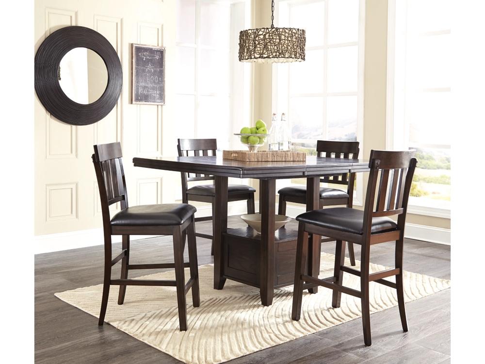 Signature Design by Ashley - Haddigan Rect Drm Counter Ext Table in DarkBrown - D596-42 veiw 3